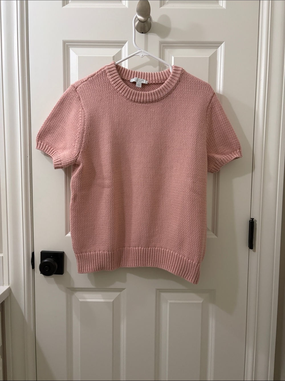 Ann Taylor Short-Sleeve Crewneck Sweater - Dusty Rose